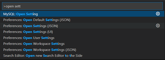 venster om Open Settings (JSON) te selecteren